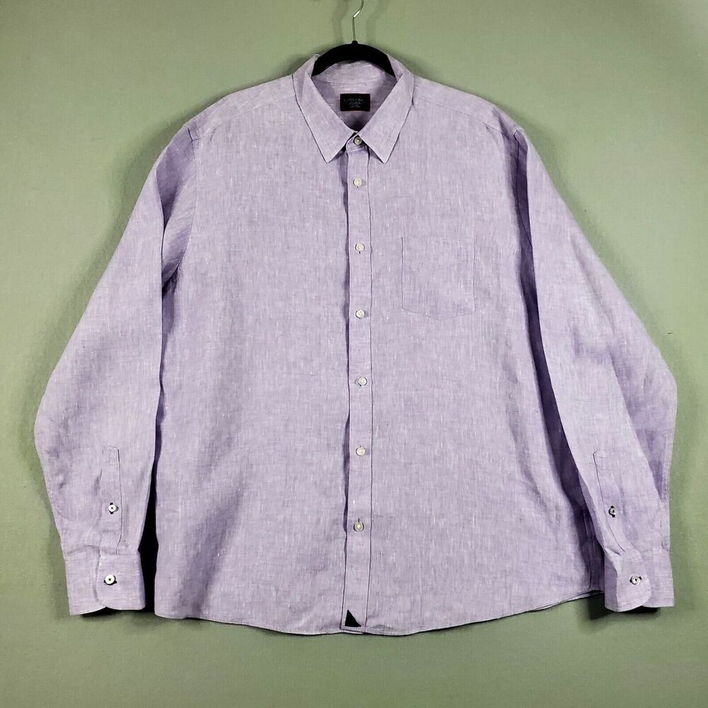 UNTUCKit Linen Shirt Mens XXL Solid Purple Button Up Long Sleeve Lightweight 2XL